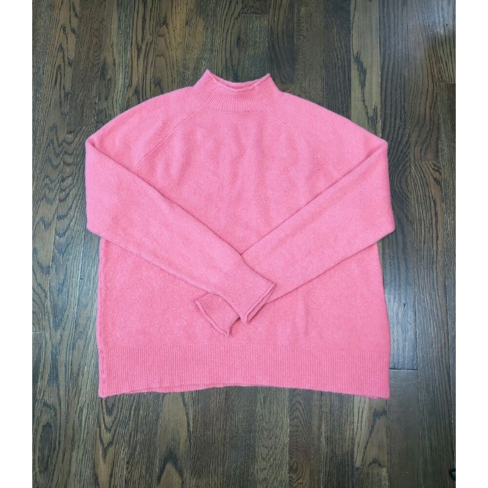 J. Crew Sweater Women's M Pink Mock Neck Merino Wool Alpaca Blend Pullover Soft